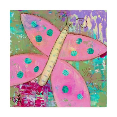 Jennifer Mccully 'Pink Butterfly' Canvas Art,18x18